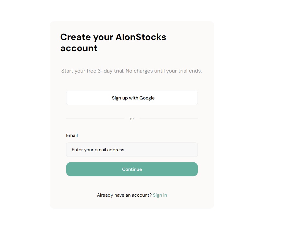 Sign up to Aionstocks